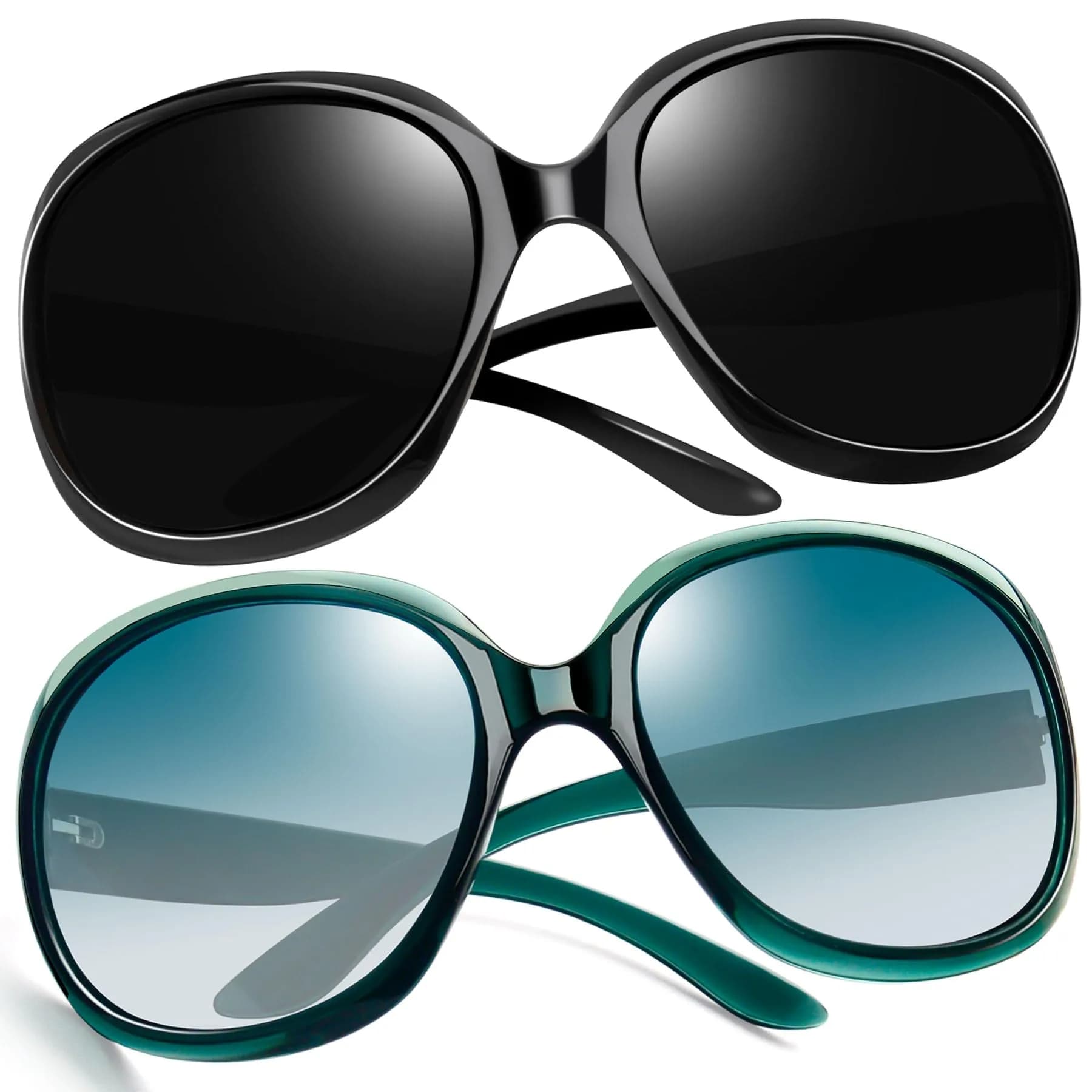 Joopin Oversized Butterfly Sunglasses for Women - D18 Black + Clear Green Polarized UV400 - main product image
