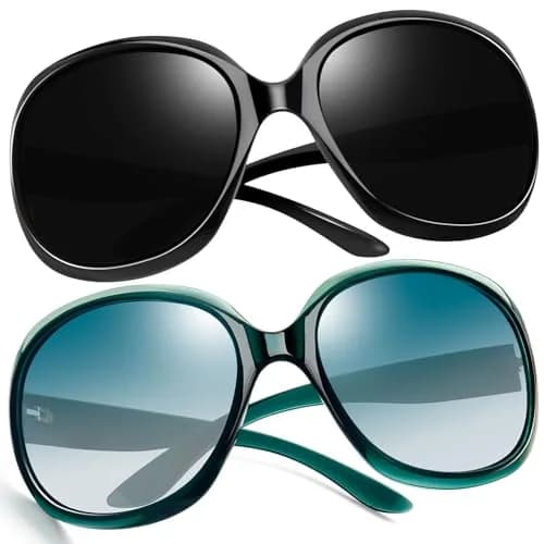 Joopin Oversized Butterfly Sunglasses for Women - D18 Black + Clear Green Polarized UV400 thumbnail 1