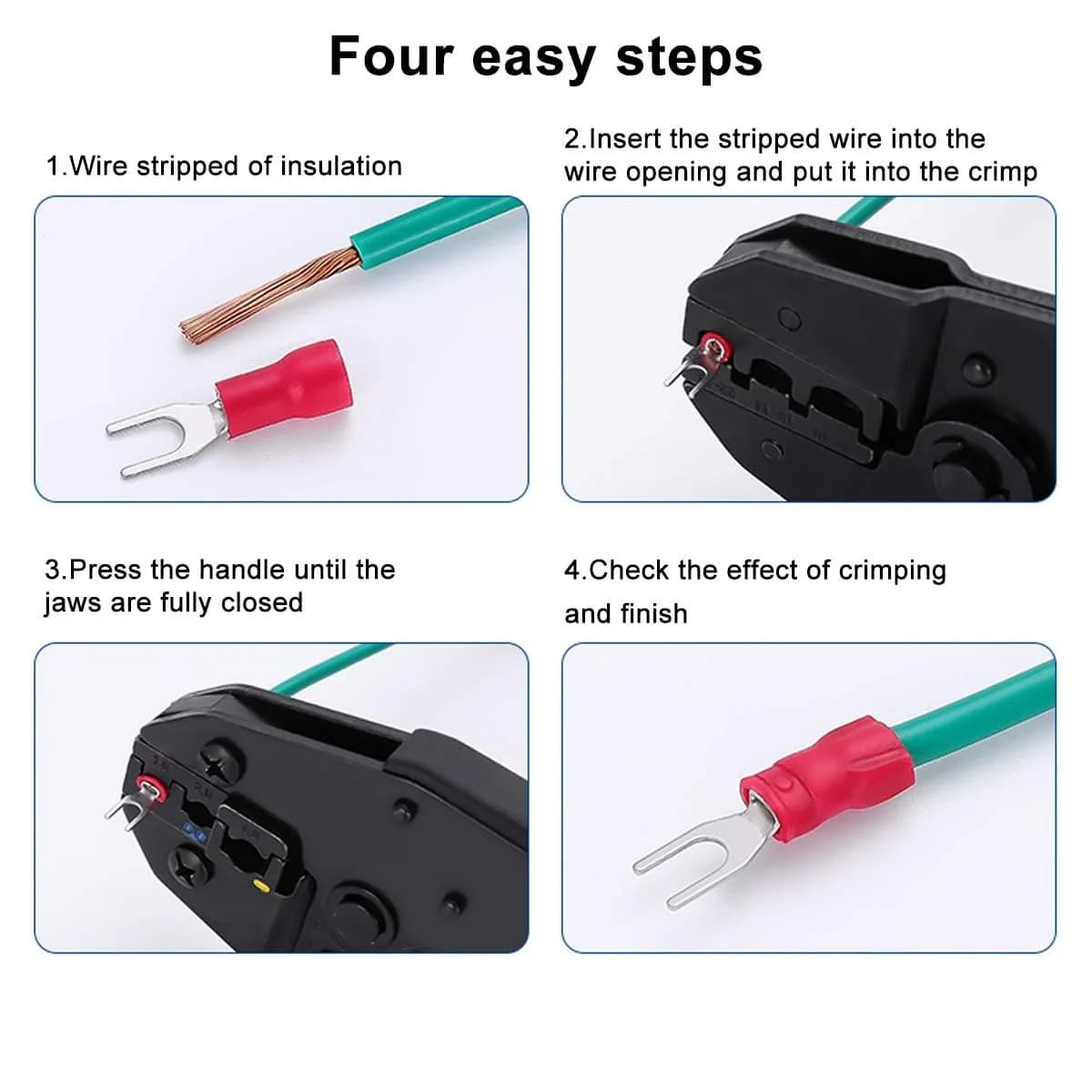 Baomain Red Fork Spade Insulated Terminal Connectors | 22-16 AWG (0.5-1.5mm²) & #8 Stud (4.3mm) | 1000-Pack - view 6