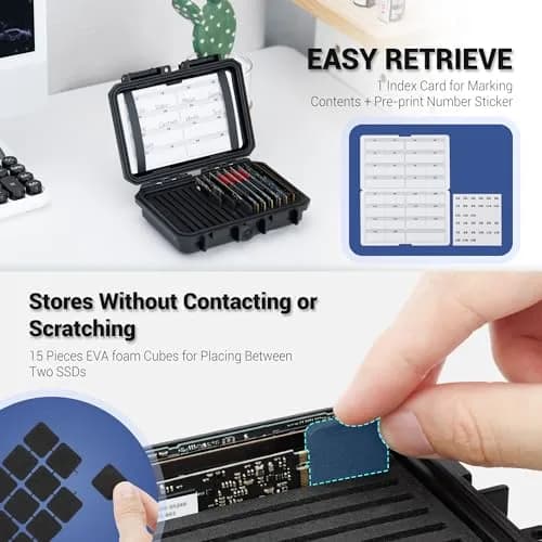 Kiorafoto M.2 NVMe SSD Case 15-Slot Organizer | Water-Resistant & Shockproof for 2280/2260/2242/2230 Drives thumbnail 7