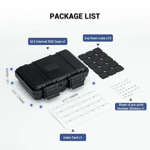 Kiorafoto M.2 NVMe SSD Case 15-Slot Organizer | Water-Resistant & Shockproof for 2280/2260/2242/2230 Drives thumbnail 8