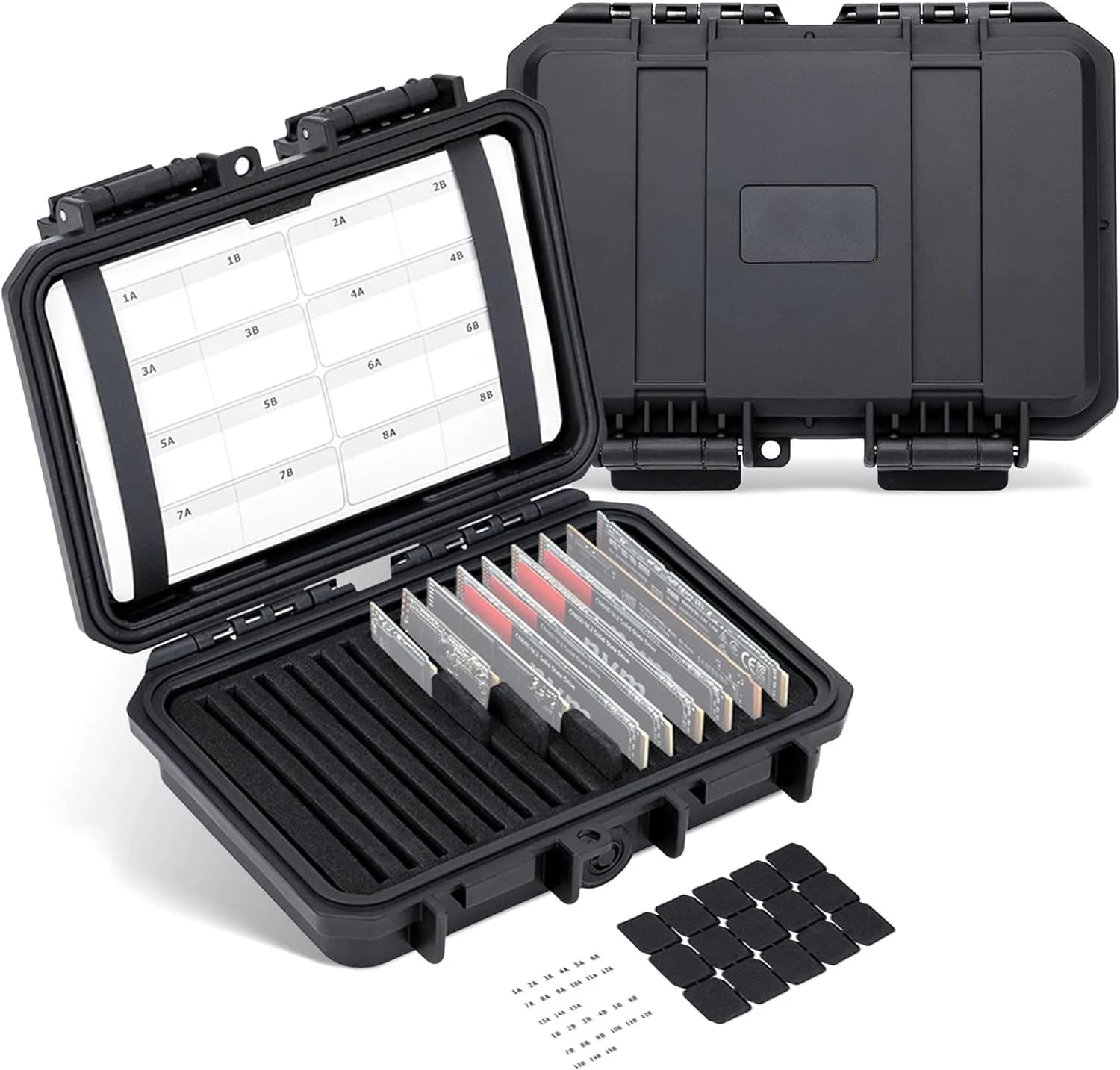 Kiorafoto M.2 NVMe SSD Case 15-Slot Organizer | Water-Resistant & Shockproof for 2280/2260/2242/2230 Drives - main product image