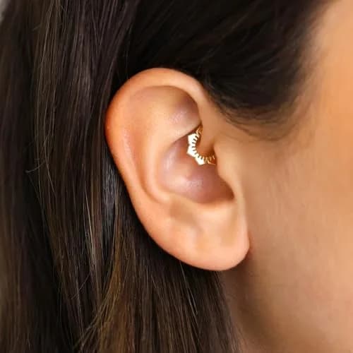 NONTAI 16G Flower Daith Hoop Earring Hinged Septum Nose Ring 8mm Inner Diameter | Surgical Steel Piercing Jewelry thumbnail 3