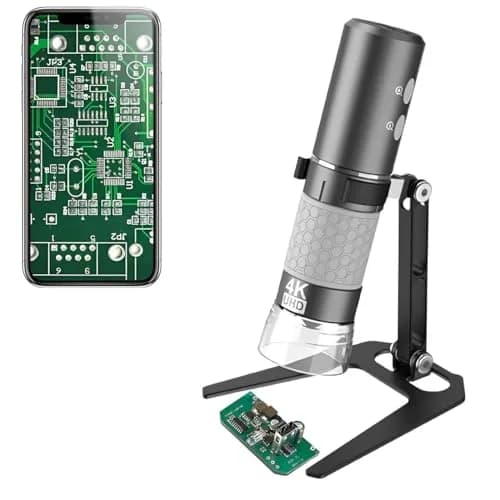 Jiusion 4K 50-1000x WiFi USB Digital Handheld Microscope with Metal Stand | 4K HD, Wireless & Wired, 8 LED Lights, Compatible with Windows, Mac, Android, iPhone thumbnail 1