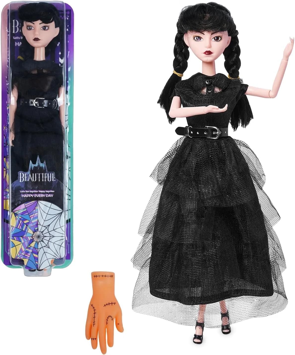 TTSUIMILESS Girls Doll in Gift Box with Black Dress, 11.5 inch Doll, High Heels, Black Hair, Gift for Fans