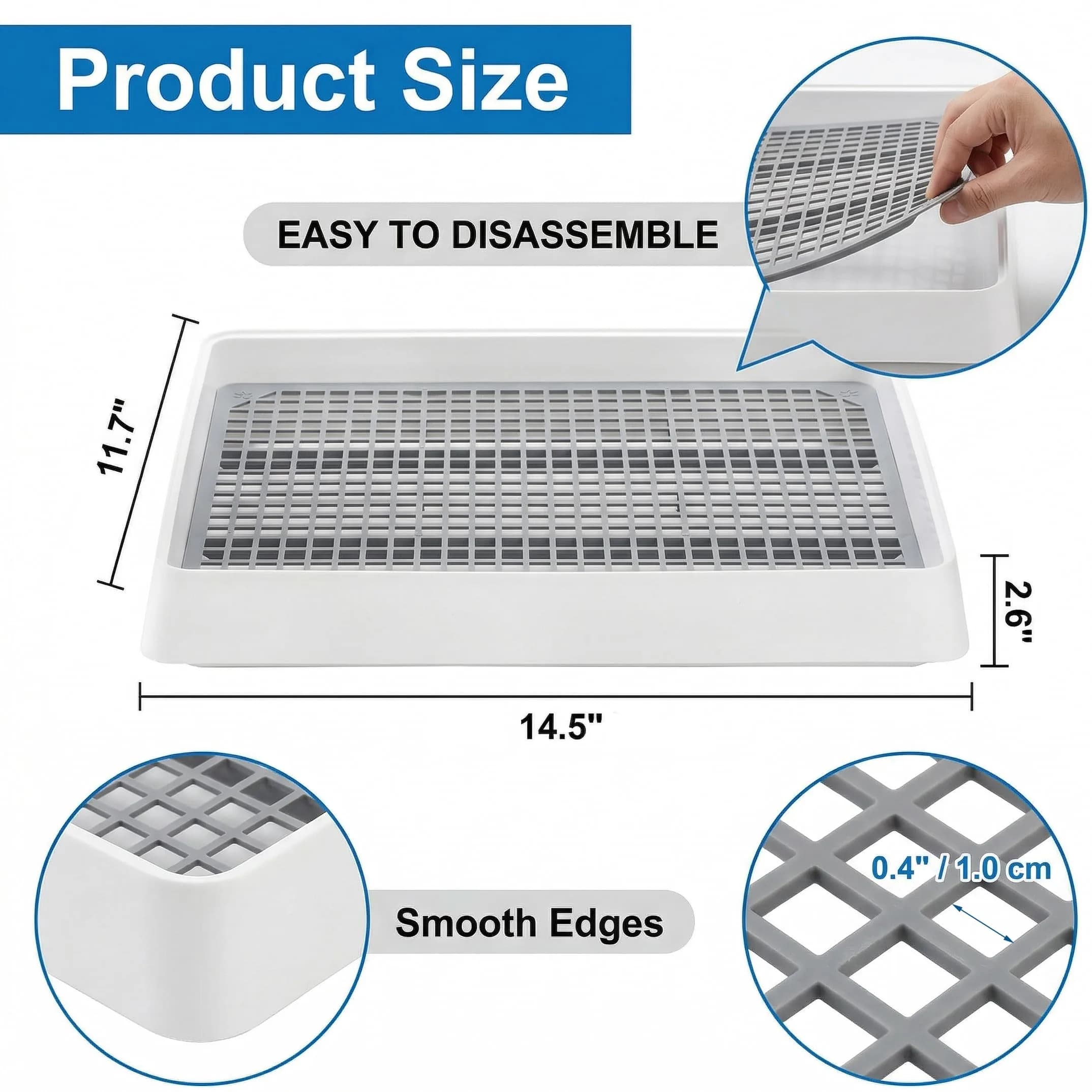 WUWEOT 2 Pack Large Rabbit Litter Box 37cm (14.5"L x 11.7"W x 2.6"H) | Shallow Bunny Restroom with Grate - view 2