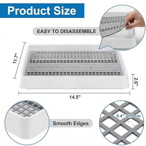WUWEOT 2 Pack Large Rabbit Litter Box 37cm (14.5"L x 11.7"W x 2.6"H) | Shallow Bunny Restroom with Grate thumbnail 2