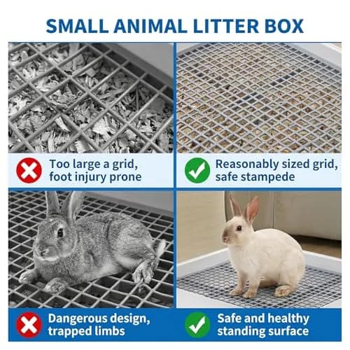 WUWEOT 2 Pack Large Rabbit Litter Box 37cm (14.5"L x 11.7"W x 2.6"H) | Shallow Bunny Restroom with Grate thumbnail 3
