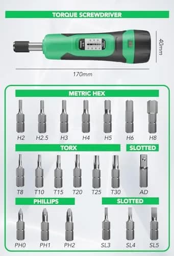 LLAVETOR Torque Screwdriver 10-70 Inch Pounds 6.8 Inch Length | Precision Tool for Bike, Auto, Electronics thumbnail 7