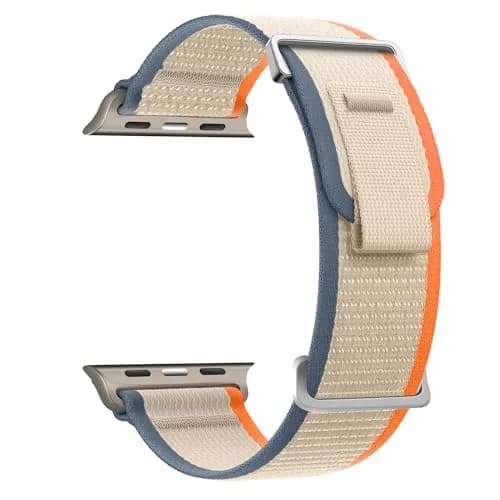 Charmmily Trail Loop Sport Band for Apple Watch Ultra 2/49mm, Series 10/46mm, 9/8/7/6/SE 45mm, 44mm, 42mm - Orange/Beige Woven Nylon thumbnail 1