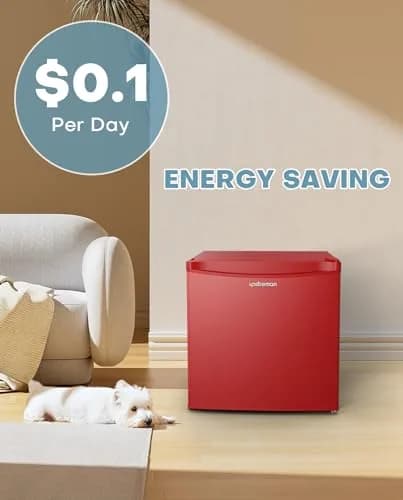 Upstreman 1.7 Cu.ft Mini Fridge with Freezer, Red-FR17 | Compact, Energy-Efficient, Quiet for Dorm & Office thumbnail 4