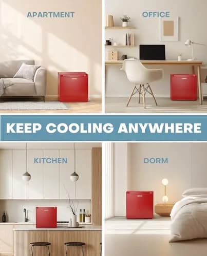 Upstreman 1.7 Cu.ft Mini Fridge with Freezer, Red-FR17 | Compact, Energy-Efficient, Quiet for Dorm & Office thumbnail 7