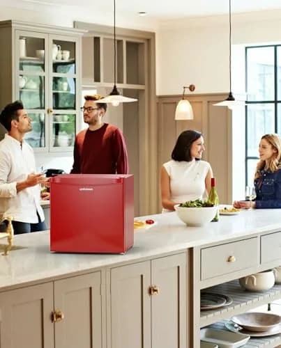 Upstreman 1.7 Cu.ft Mini Fridge with Freezer, Red-FR17 | Compact, Energy-Efficient, Quiet for Dorm & Office thumbnail 9