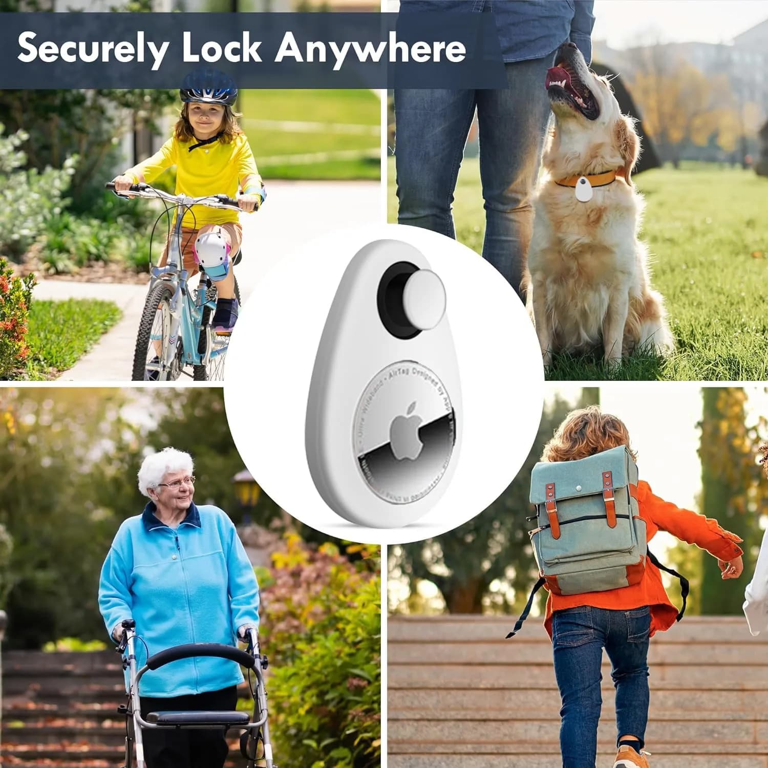 zonsiton Hidden GPS Tracker Case 2 Pack White | Anti-Removal Silicone Case with Safety Pins for Kids, Pets, Backpack - view 5