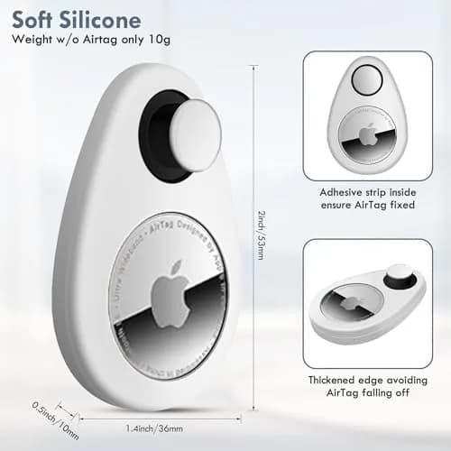 zonsiton Hidden GPS Tracker Case 2 Pack White | Anti-Removal Silicone Case with Safety Pins for Kids, Pets, Backpack thumbnail 6