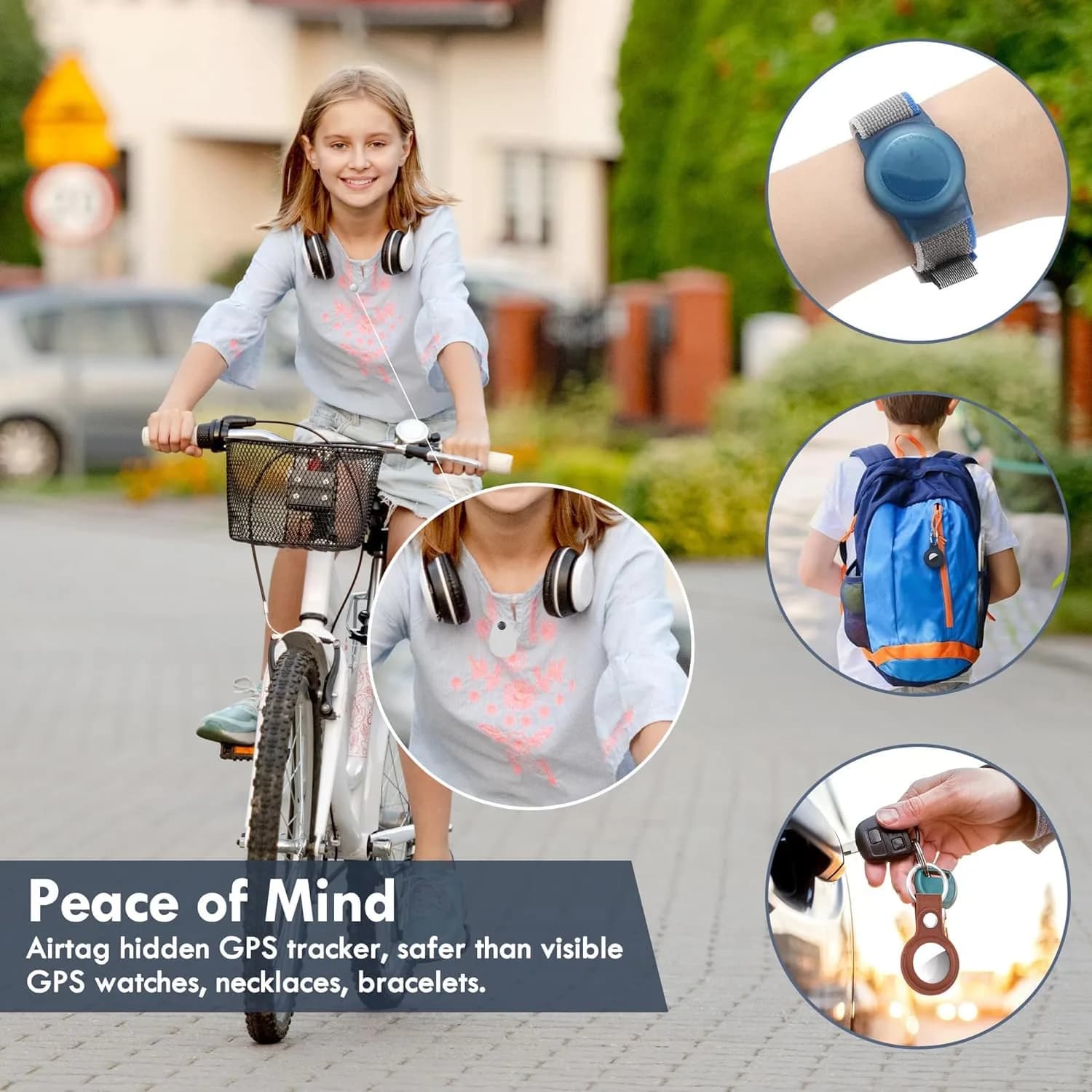 zonsiton Hidden GPS Tracker Case 2 Pack White | Anti-Removal Silicone Case with Safety Pins for Kids, Pets, Backpack - view 3