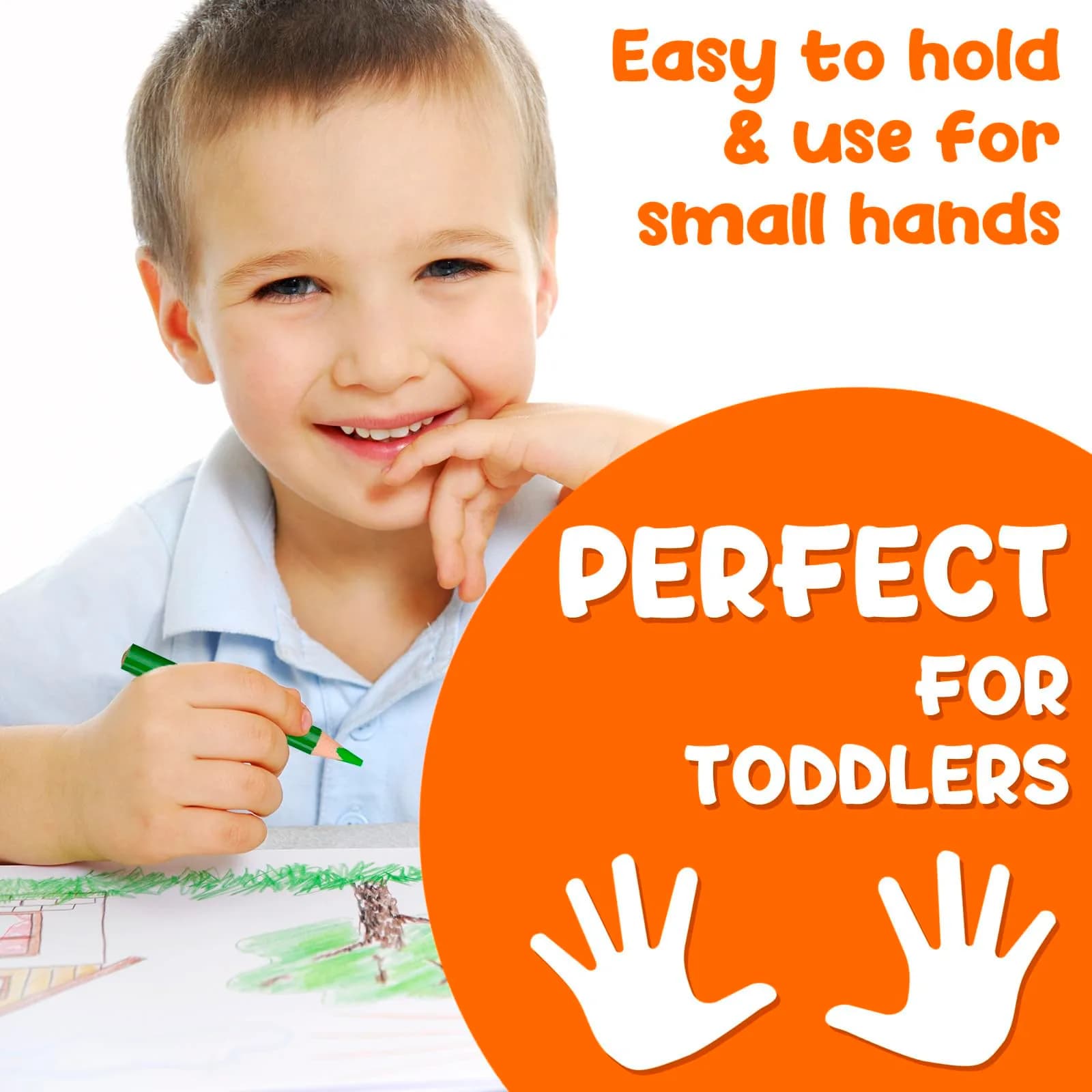 TinyGeeks Jumbo Fat Triangle Colored Pencils for Kids, Toddler Pencils Set of 10 | Teacher-Approved for Grip & Motor Skills - view 5