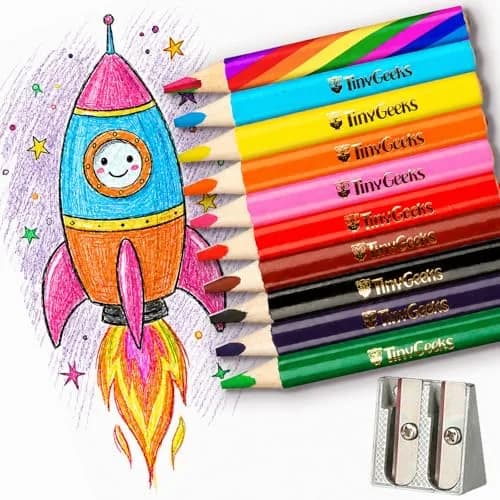 TinyGeeks Jumbo Fat Triangle Colored Pencils for Kids, Toddler Pencils Set of 10 | Teacher-Approved for Grip & Motor Skills thumbnail 1