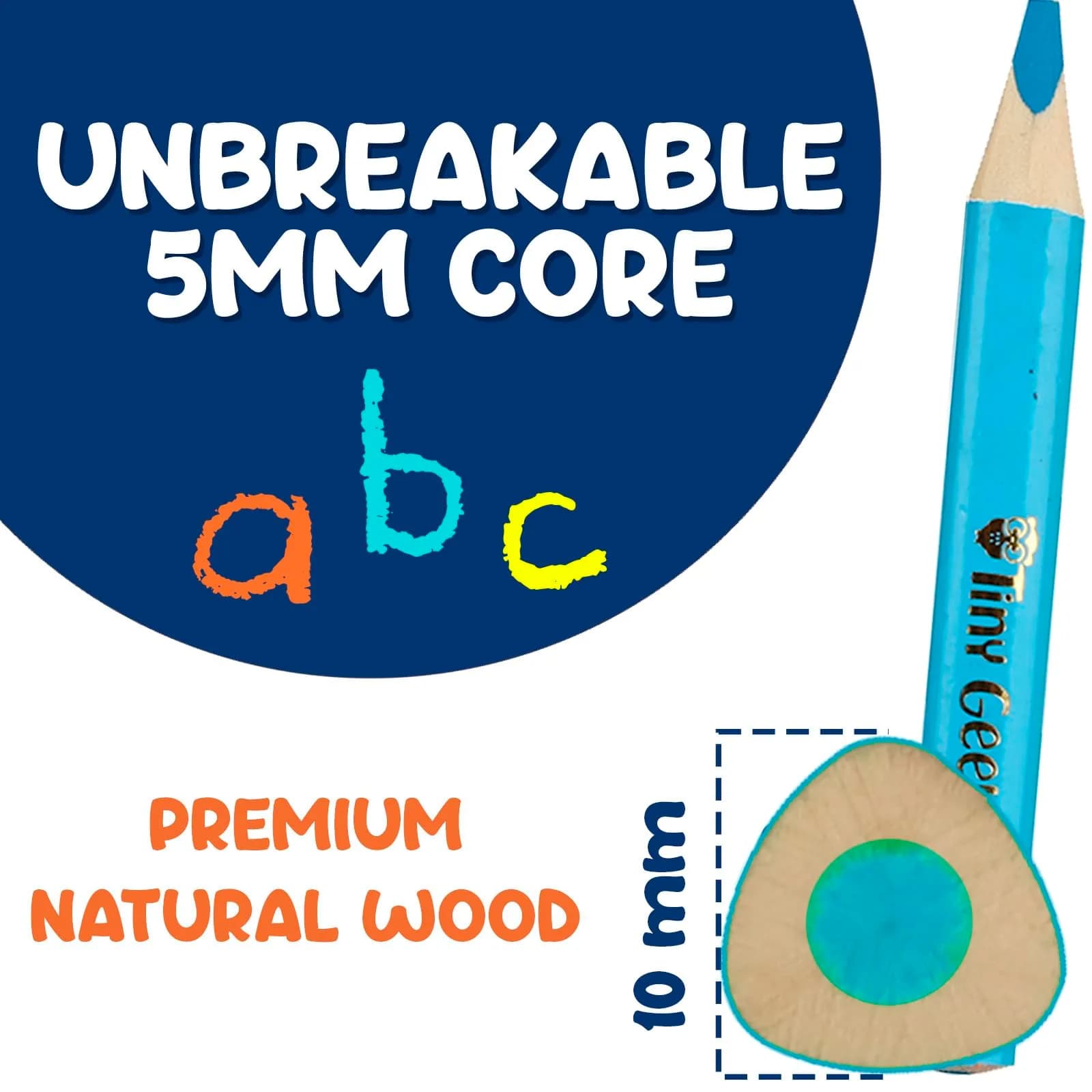TinyGeeks Jumbo Fat Triangle Colored Pencils for Kids, Toddler Pencils Set of 10 | Teacher-Approved for Grip & Motor Skills - view 3