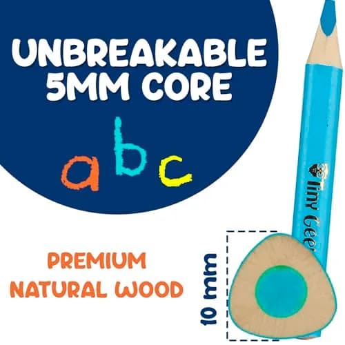 TinyGeeks Jumbo Fat Triangle Colored Pencils for Kids, Toddler Pencils Set of 10 | Teacher-Approved for Grip & Motor Skills thumbnail 3
