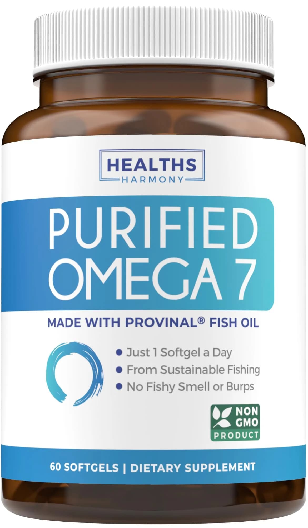 Healths Harmony Omega 7 Supplement 60 Softgels | Purified Palmitoleic Acid from Fish Oil for Adults