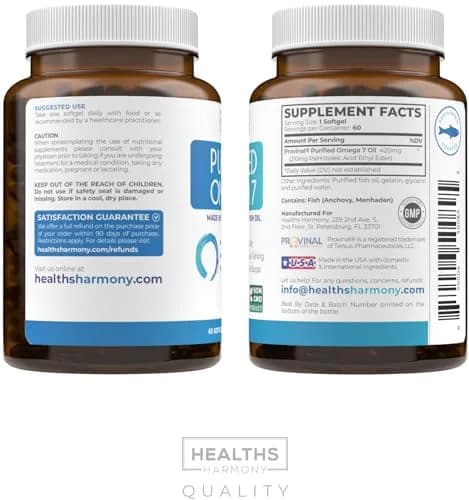 Healths Harmony Omega 7 Supplement 60 Softgels | Purified Palmitoleic Acid from Fish Oil for Adults thumbnail 8