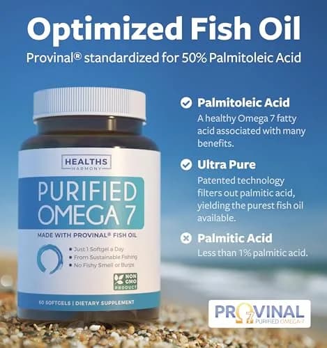 Healths Harmony Omega 7 Supplement 60 Softgels | Purified Palmitoleic Acid from Fish Oil for Adults thumbnail 2