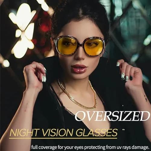 Joopin B26-Tortoise Oversized Sunglasses with Night Vision Yellow Lenses for Women thumbnail 3