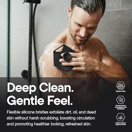 TOOLETRIES Silicone Body Scrubber 2.0 Charcoal | Longer Bristles for Deep Cleaning & Exfoliation thumbnail 4