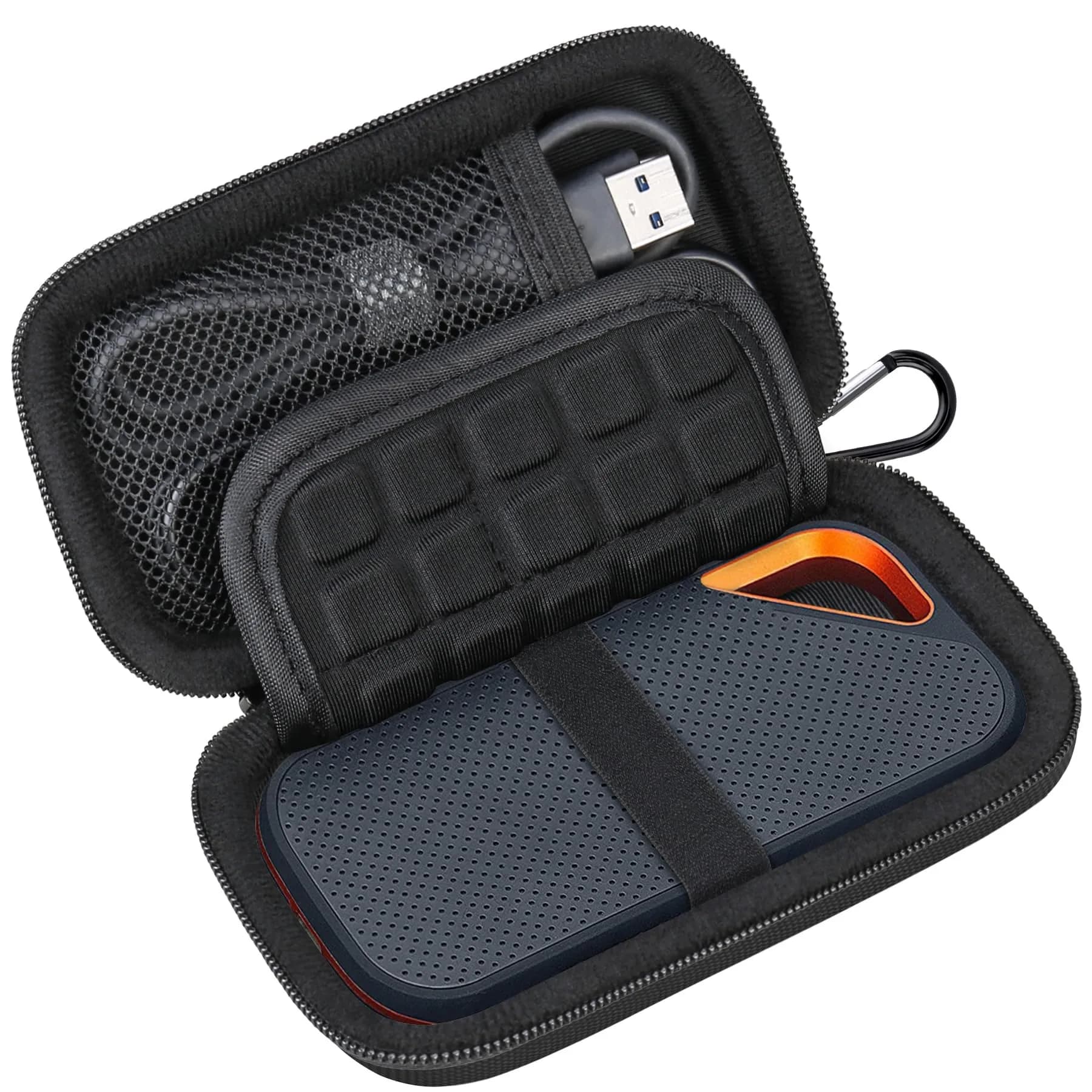 Lacdo Hard Case for SanDisk Extreme Pro/Extreme Portable SSD, Black+Black | Shockproof & Water-Resistant