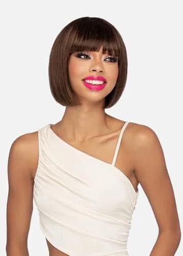 Vivica A. Fox DEO Human Hair Wig 11" Straight Bob | Pure Comfort Cap, Dark Brown thumbnail 1