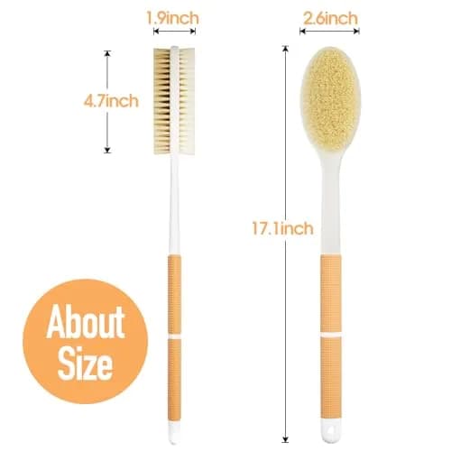 Backski Body Scrubber Long Handle with Stiff & Soft Bristles, 43.6cm (17.12 Inch) | Non-Slip Grip for Shower & Dry Brushing thumbnail 5