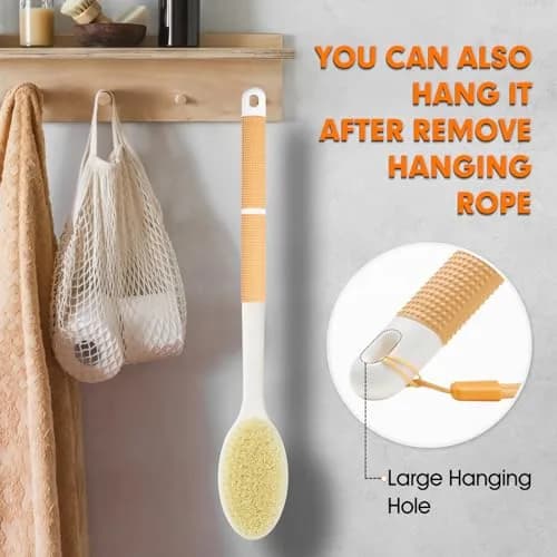 Backski Body Scrubber Long Handle with Stiff & Soft Bristles, 43.6cm (17.12 Inch) | Non-Slip Grip for Shower & Dry Brushing thumbnail 7
