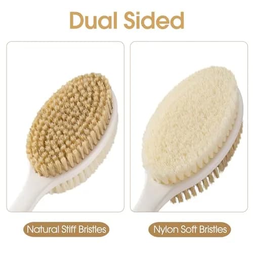 Backski Body Scrubber Long Handle with Stiff & Soft Bristles, 43.6cm (17.12 Inch) | Non-Slip Grip for Shower & Dry Brushing thumbnail 3