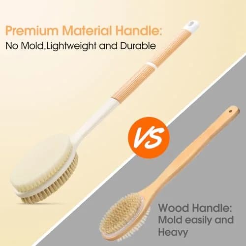 Backski Body Scrubber Long Handle with Stiff & Soft Bristles, 43.6cm (17.12 Inch) | Non-Slip Grip for Shower & Dry Brushing thumbnail 4