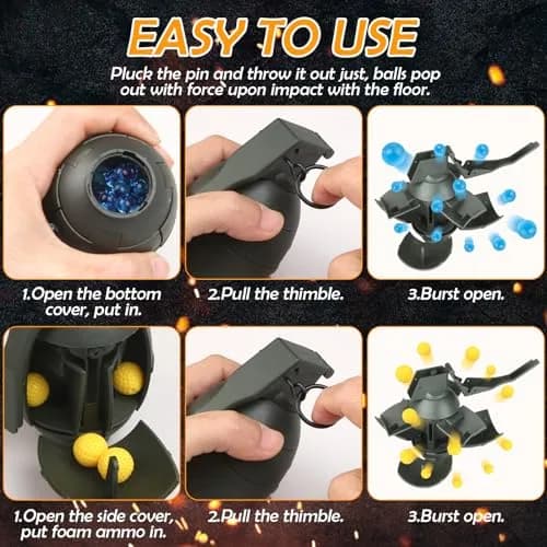 Tomatong Hand Grenade Toy M26A1 with 9 Foam Ammo, 10.9 cm (4.33 in) Length | CS Battle Game Toy for Ages 14+ thumbnail 4
