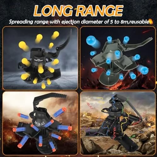 Tomatong Hand Grenade Toy M26A1 with 9 Foam Ammo, 10.9 cm (4.33 in) Length | CS Battle Game Toy for Ages 14+ thumbnail 2