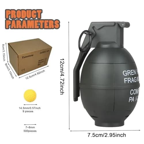 Tomatong Hand Grenade Toy M26A1 with 9 Foam Ammo, 10.9 cm (4.33 in) Length | CS Battle Game Toy for Ages 14+ thumbnail 3