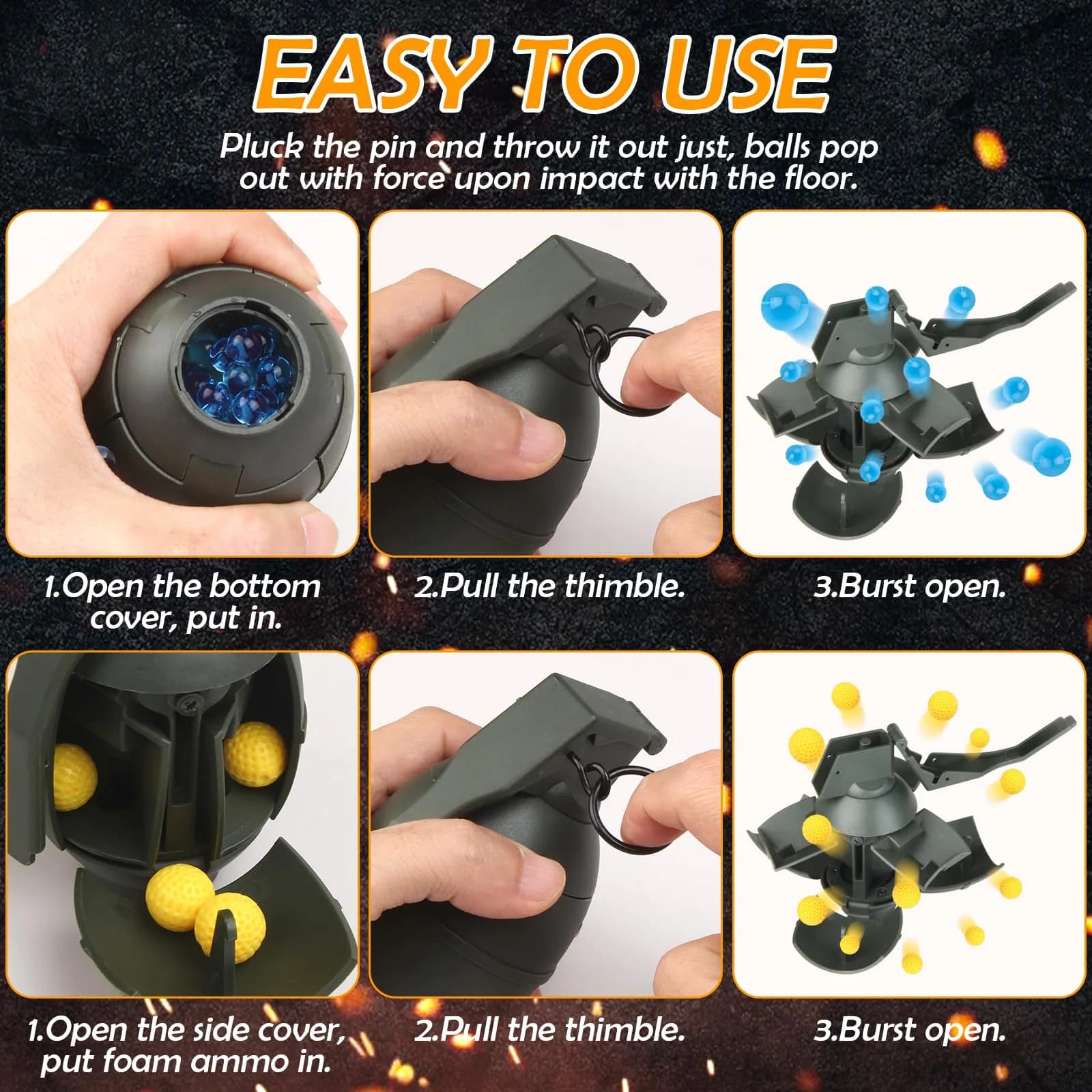 Tomatong Hand Grenade Toy M26A1 with 9 Foam Ammo, 10.9 cm (4.33 in) Length | CS Battle Game Toy for Ages 14+ - view 4