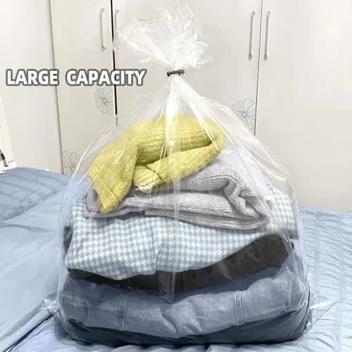 Yotelab Large Clear Plastic Storage Bags 35x47 Inch (5-Pack, 32 Gallon Capacity) | Heavy Duty Poly Bags for Bedding & Clothes thumbnail 5