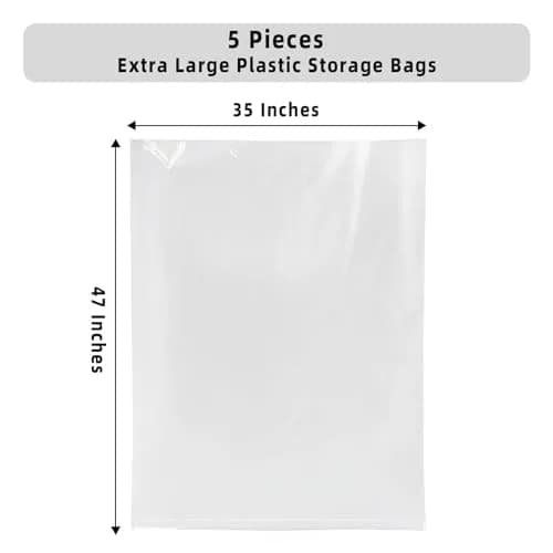 Yotelab Large Clear Plastic Storage Bags 35x47 Inch (5-Pack, 32 Gallon Capacity) | Heavy Duty Poly Bags for Bedding & Clothes thumbnail 2
