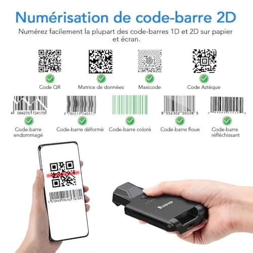 Eyoyo Bluetooth Back Clip Phone Barcode Scanner Green | 1D 2D QR Wireless Bar Code Reader with 1600mAh Battery thumbnail 5
