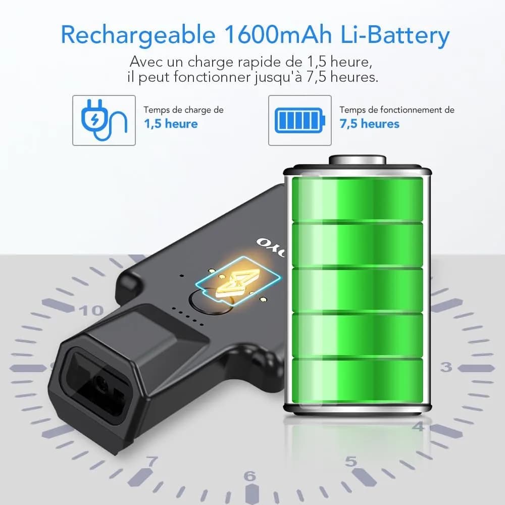 Eyoyo Bluetooth Back Clip Phone Barcode Scanner Green | 1D 2D QR Wireless Bar Code Reader with 1600mAh Battery - view 6
