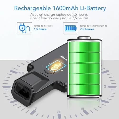 Eyoyo Bluetooth Back Clip Phone Barcode Scanner Green | 1D 2D QR Wireless Bar Code Reader with 1600mAh Battery thumbnail 6