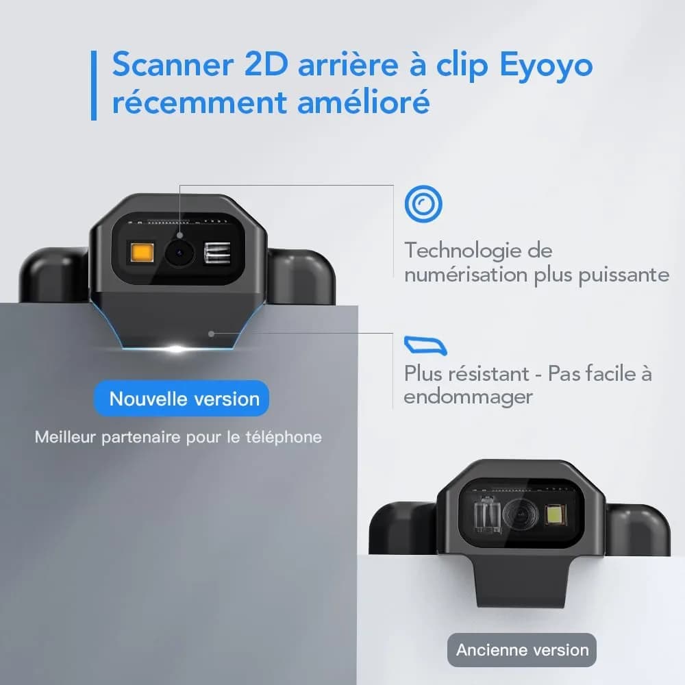 Eyoyo Bluetooth Back Clip Phone Barcode Scanner Green | 1D 2D QR Wireless Bar Code Reader with 1600mAh Battery - view 8