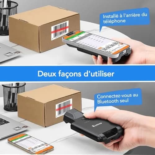 Eyoyo Bluetooth Back Clip Phone Barcode Scanner Green | 1D 2D QR Wireless Bar Code Reader with 1600mAh Battery thumbnail 3