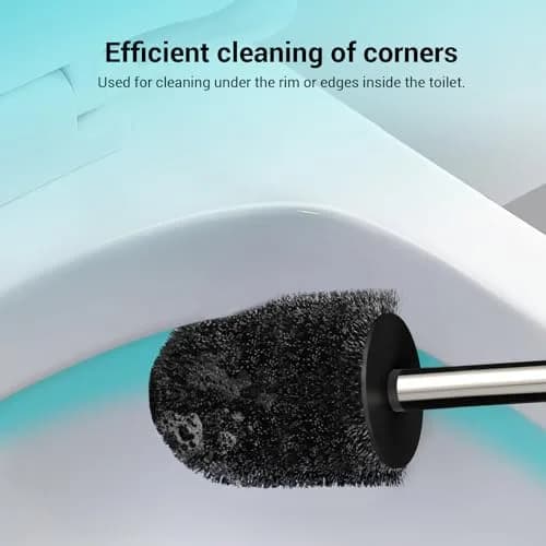 AONEZ Toilet Brush Compact Size Stainless Steel Handle Black | Space Saving Deep Cleaning thumbnail 4