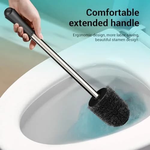 AONEZ Toilet Brush Compact Size Stainless Steel Handle Black | Space Saving Deep Cleaning thumbnail 5