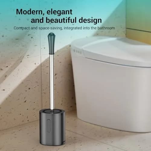 AONEZ Toilet Brush Compact Size Stainless Steel Handle Black | Space Saving Deep Cleaning thumbnail 6