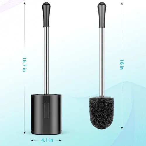 AONEZ Toilet Brush Compact Size Stainless Steel Handle Black | Space Saving Deep Cleaning thumbnail 2